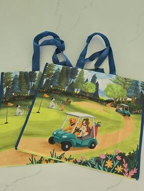 Golf Dogs Homegoods TJMaxx Marshalls Reuseable Tote NWOT Set Of 2